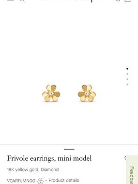 Van Cleef & Arpels Gold Frivole Stud Earrings with Diamond Centers - Pink Accen